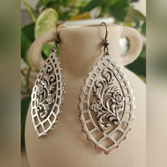 Brighton Teardrop Style Silver Earrings - Picture 2 of 3